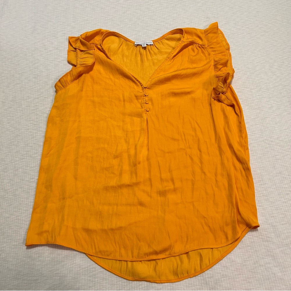 Maison d'Amélie Anthropologie Yellow Button Airy High Low‎ Hem Blouse Size Large